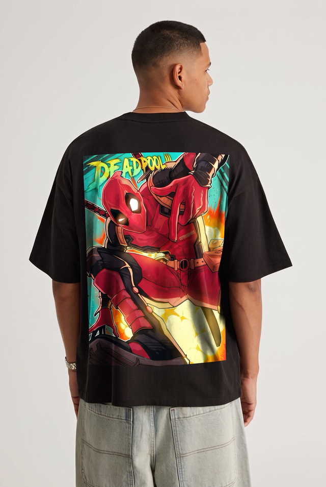 Deadpool – Twin Pistols Oversized T-Shirt – Black – image 3