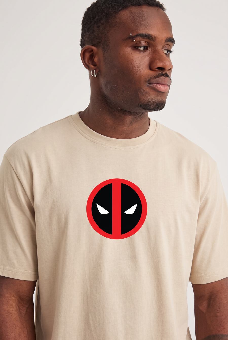 Deadpool – Snow Angel Beige Oversized T-Shirt – image 2