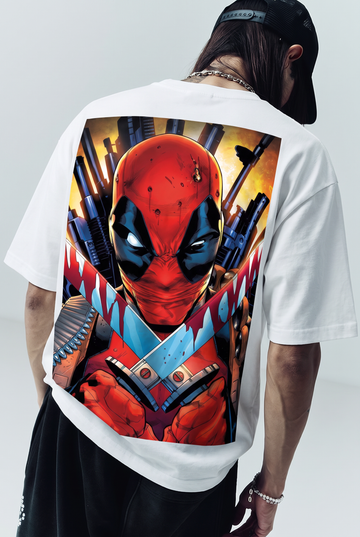 Deadpool – Katana Mask White Oversized T-Shirt – image 3