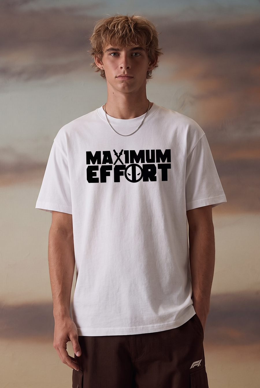 Deadpool – Maximum Effort White Oversized T-Shirt – image 1