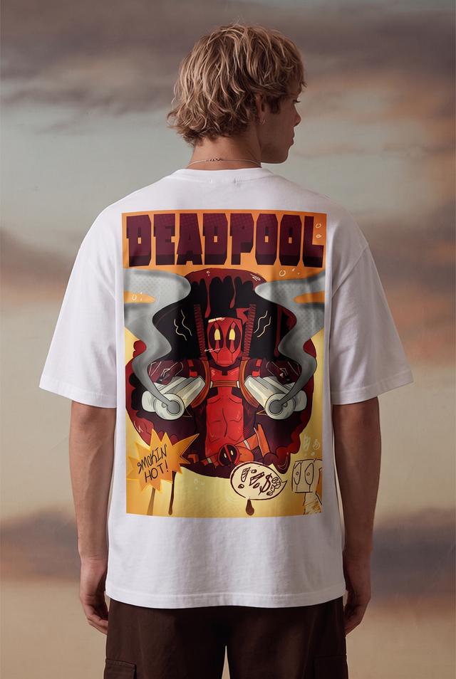 Deadpool – Smokin' Hot White Oversized T-Shirt – image 2