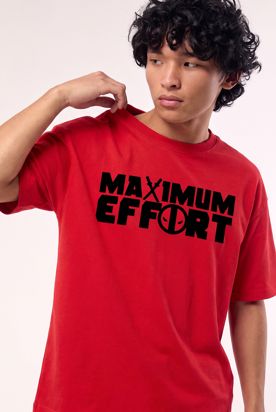 Deadpool – Maximum Effort Red Oversized T-Shirt – image 2