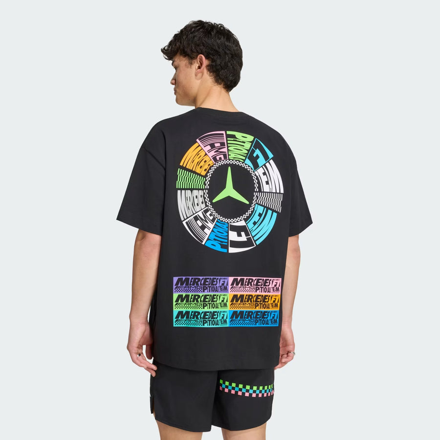 Mercedes-AMG Petronas F1 Team Lights On Oversized T-Shirt – Black