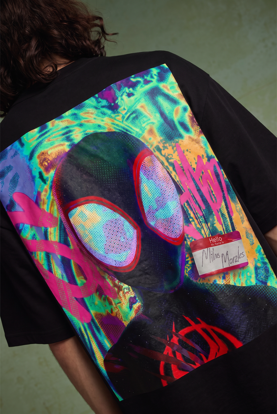 Miles Morales – Hello My Name Is Oversized T-Shirt – image 3