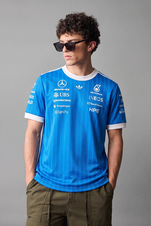 Mercedes AMG Petronas adidas Originals Blue Wonder Silverstone Special Edition Team Oversized T-Shirt