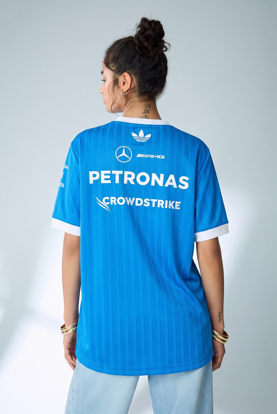 Mercedes AMG Petronas adidas Originals Blue Wonder Silverstone Special Edition Team Oversized T-Shirt