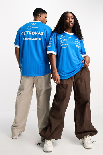 Mercedes AMG Petronas adidas Originals Blue Wonder Silverstone Special Edition Team Oversized T-Shirt
