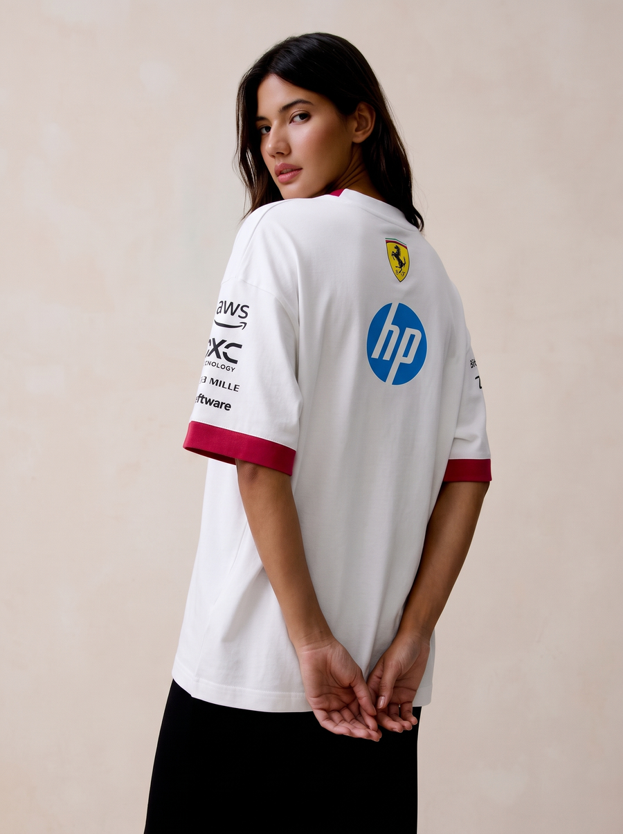 Scuderia Ferrari 2025 Drivers Oversized T-Shirt - White