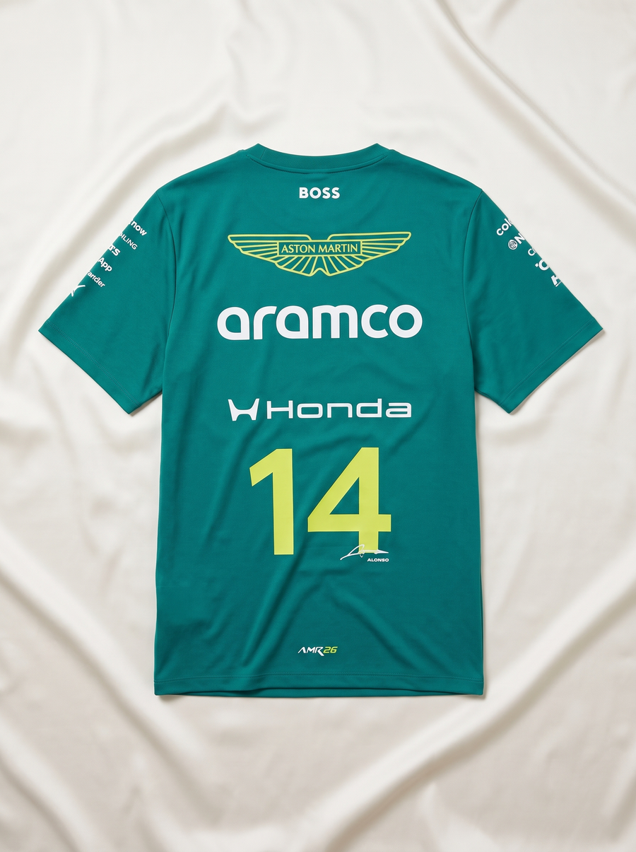 Aston Martin F1 Fernando Alonso Team T-shirt for Men Green